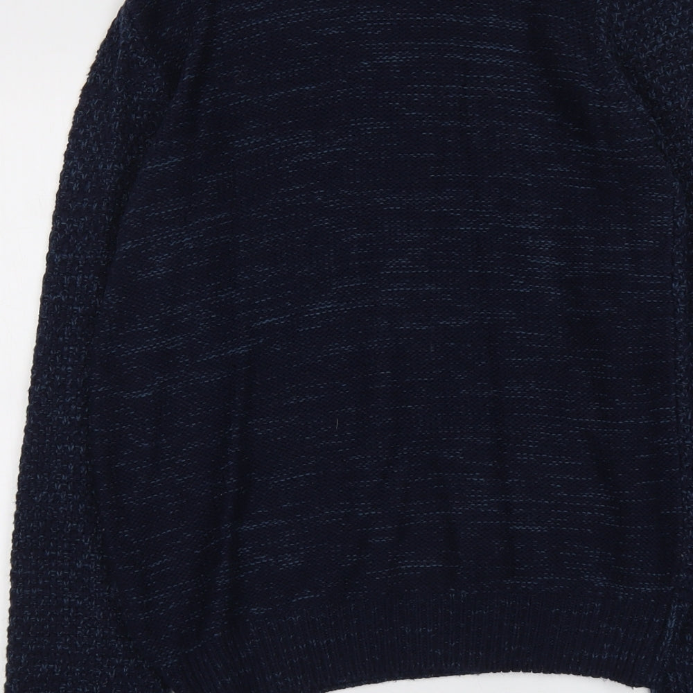 Cedar Wood State Mens Black Round Neck Acrylic Pullover Jumper Size S Long Sleeve