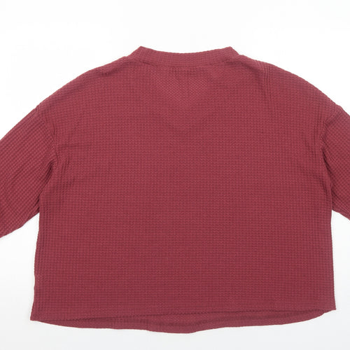 SheIn Womens Pink V-Neck Polyester Pullover Jumper Size XL