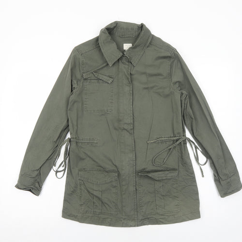 And eawy Womens Green Rain Coat Coat Size XS Zip