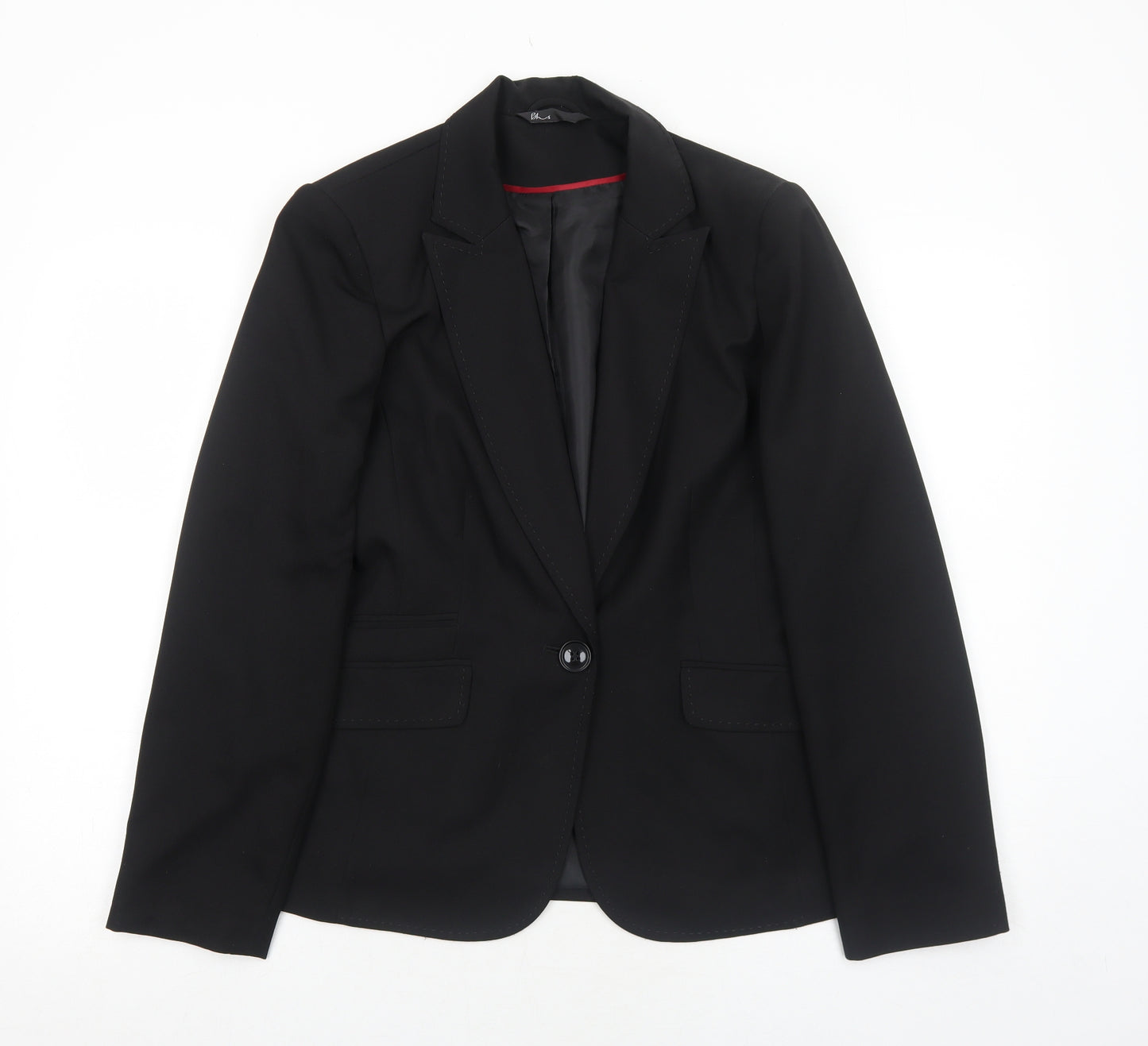 BHS Womens Black Polyester Jacket Suit Jacket Size 12
