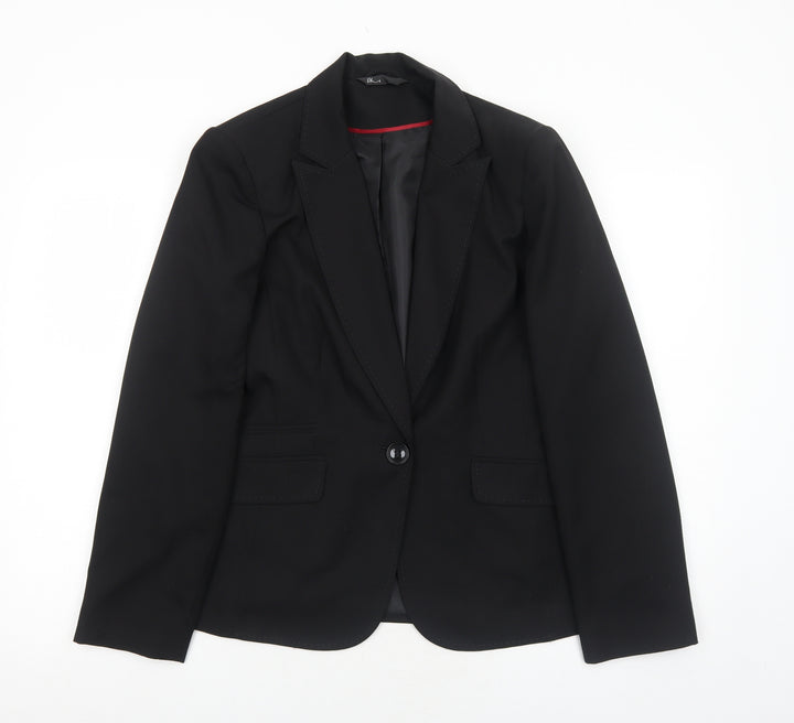 BHS Womens Black Polyester Jacket Suit Jacket Size 12