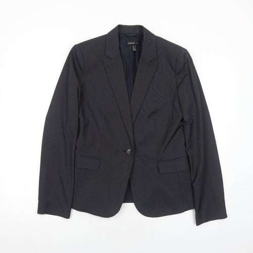 Mango Womens Black Striped Polyester Jacket Suit Jacket Size 12