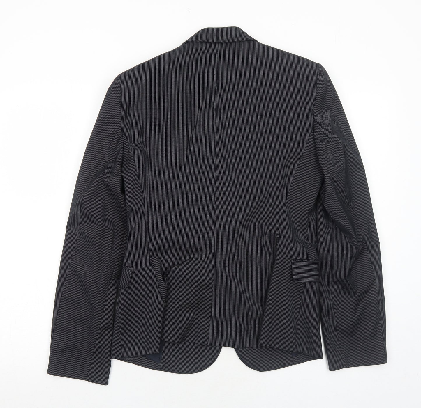 Mango Womens Black Striped Polyester Jacket Suit Jacket Size 12