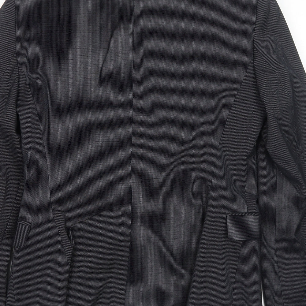 Mango Womens Black Striped Polyester Jacket Suit Jacket Size 12