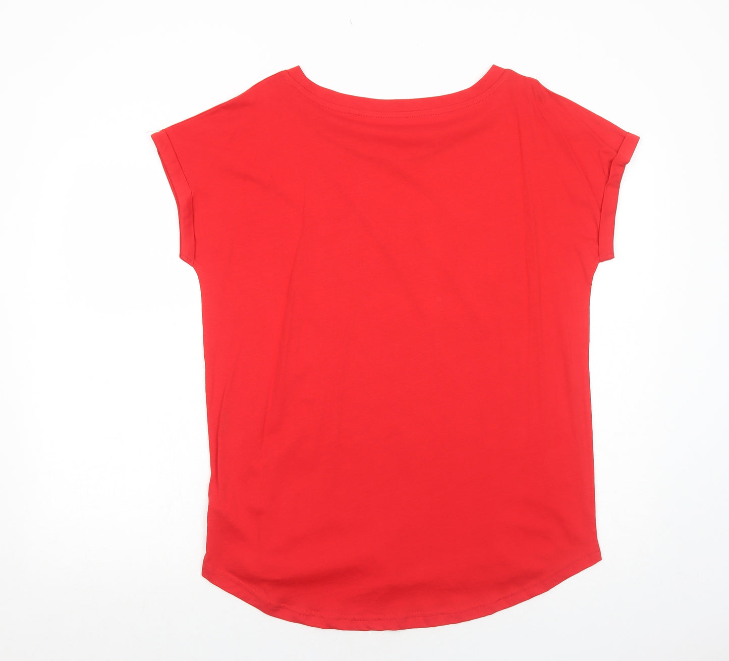 F&F Womens Red Cotton Basic T-Shirt Size 16 Round Neck - Rugby Wales