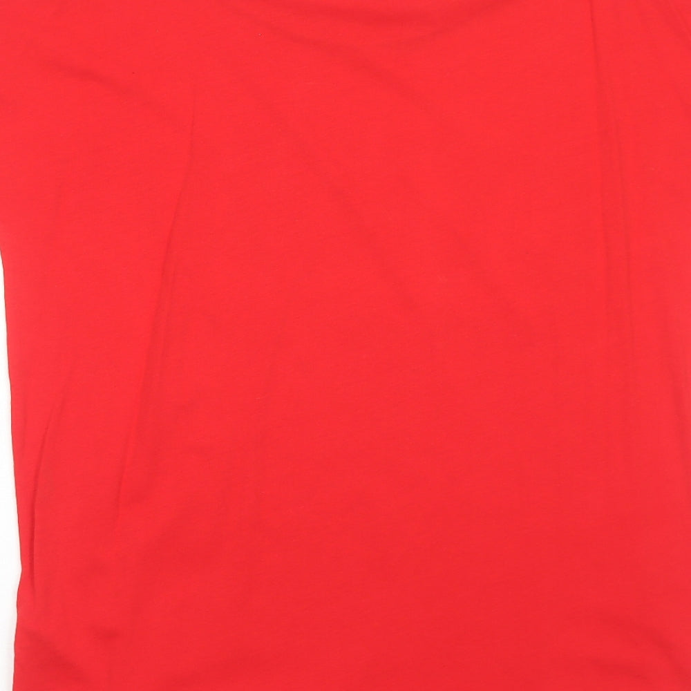 F&F Womens Red Cotton Basic T-Shirt Size 16 Round Neck - Rugby Wales