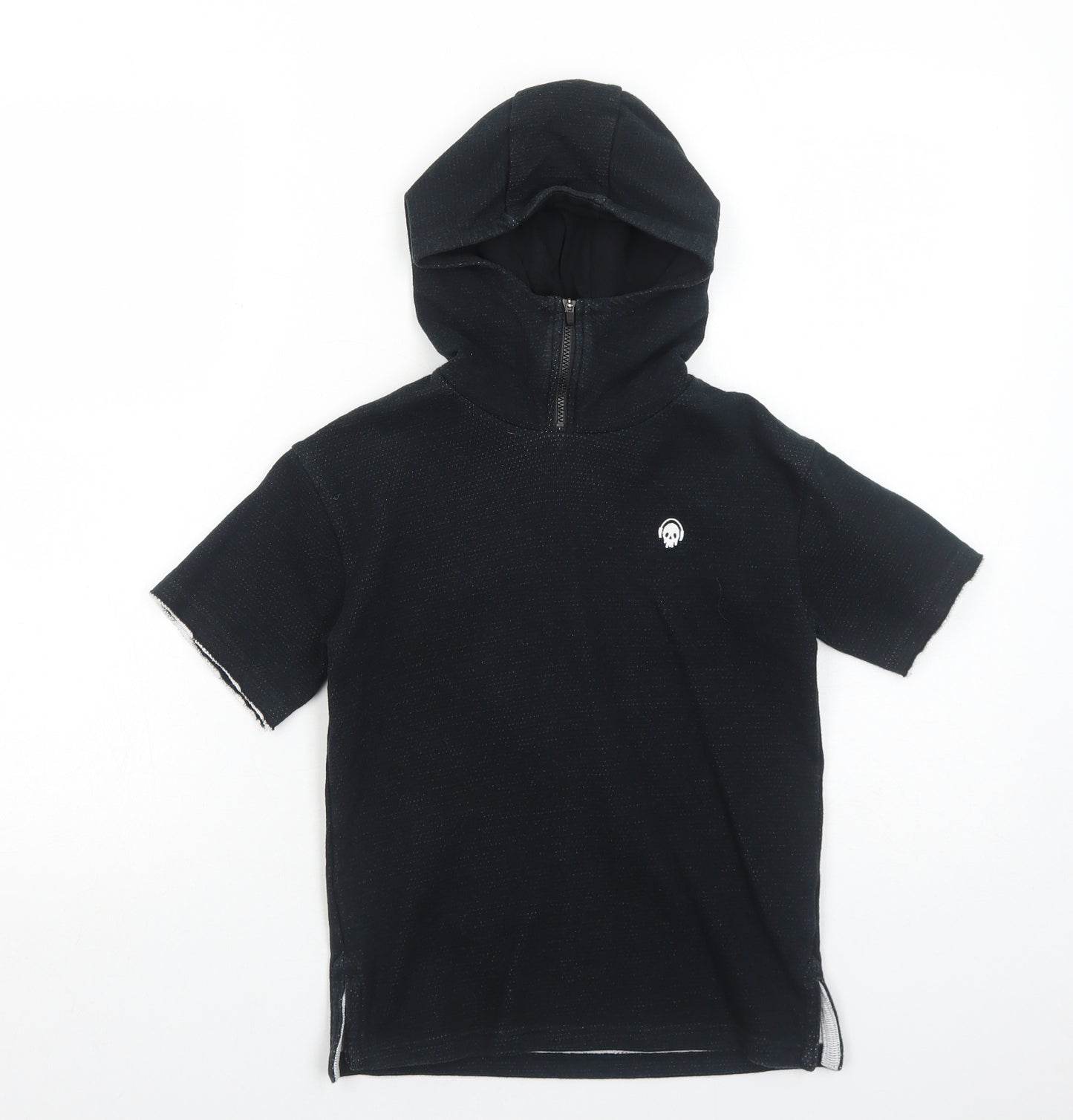 NEXT Boys Black Cotton Pullover Hoodie Size 7 Years Zip