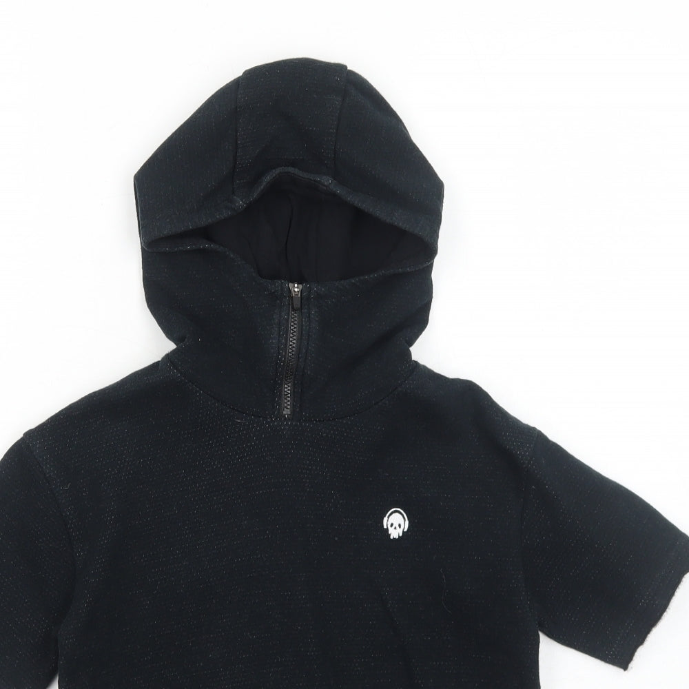 NEXT Boys Black Cotton Pullover Hoodie Size 7 Years Zip