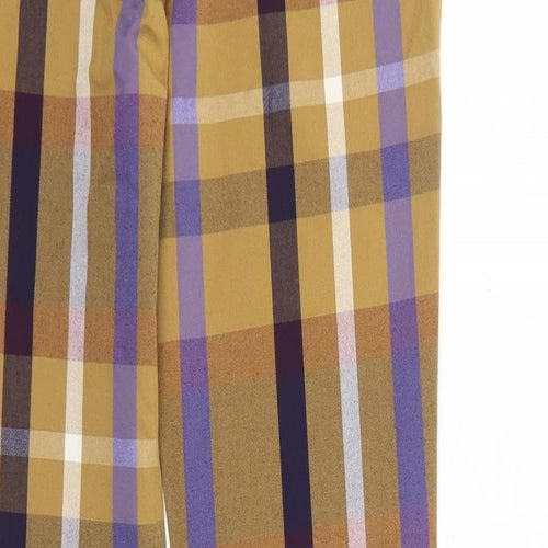 Monki Womens Yellow Plaid Polyester Trousers Size 4 Regular Zip