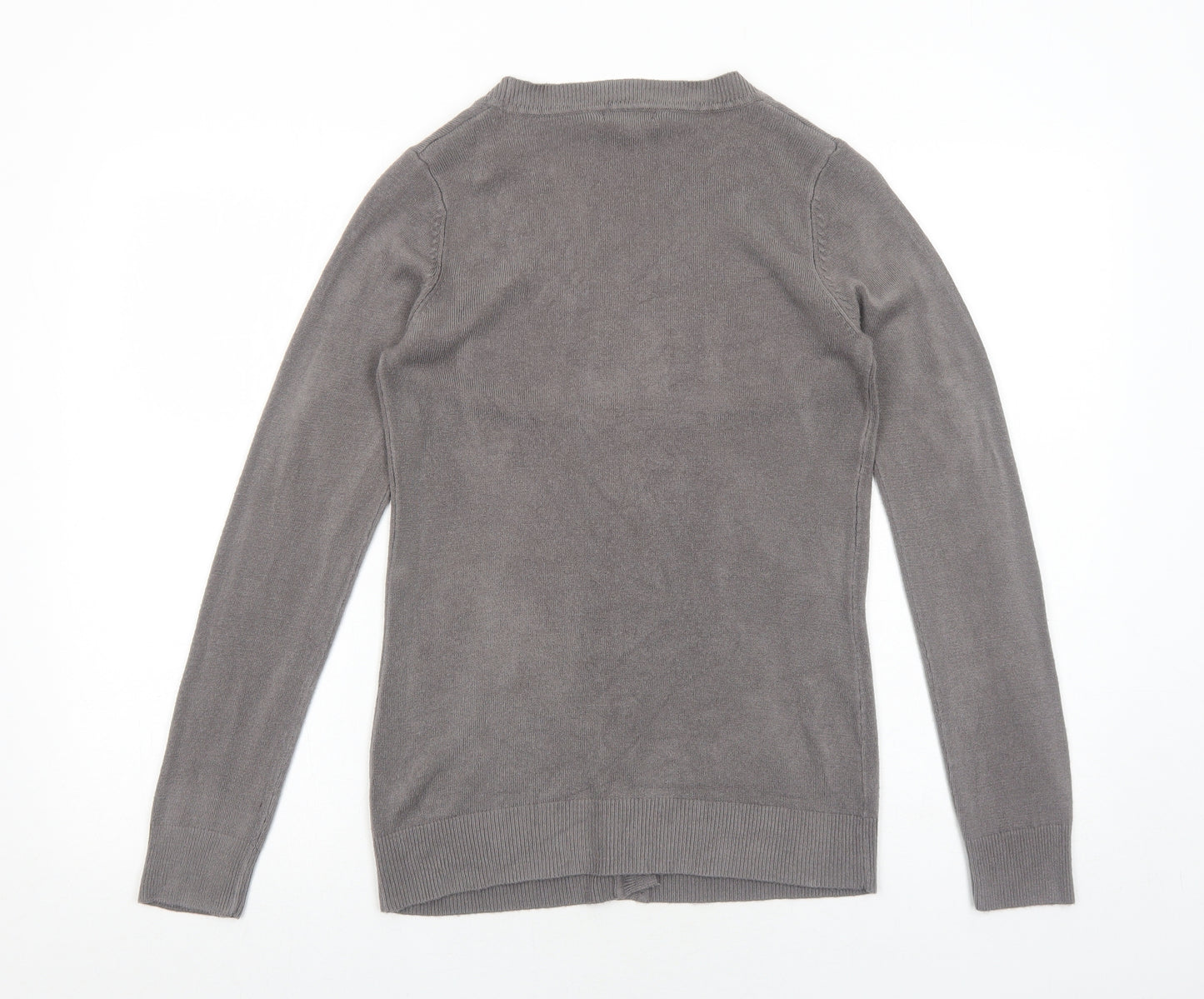 Papaya Womens Grey V-Neck Acrylic Cardigan Jumper Size 8