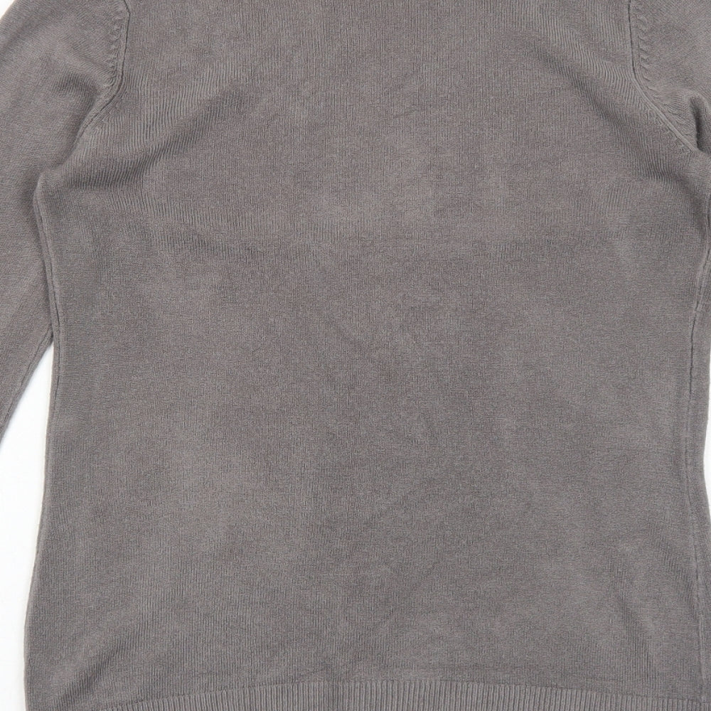Papaya Womens Grey V-Neck Acrylic Cardigan Jumper Size 8