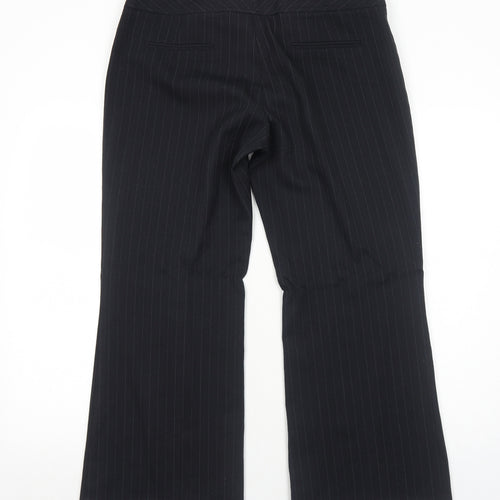 Debenhams Womens Black Striped Polyester Dress Pants Trousers Size 12 Regular Zip