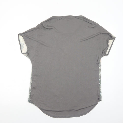NEXT Womens Grey Geometric Polyester Basic Blouse Size 10 Round Neck