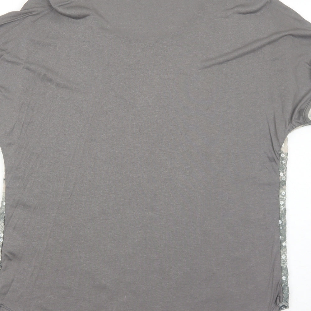 NEXT Womens Grey Geometric Polyester Basic Blouse Size 10 Round Neck
