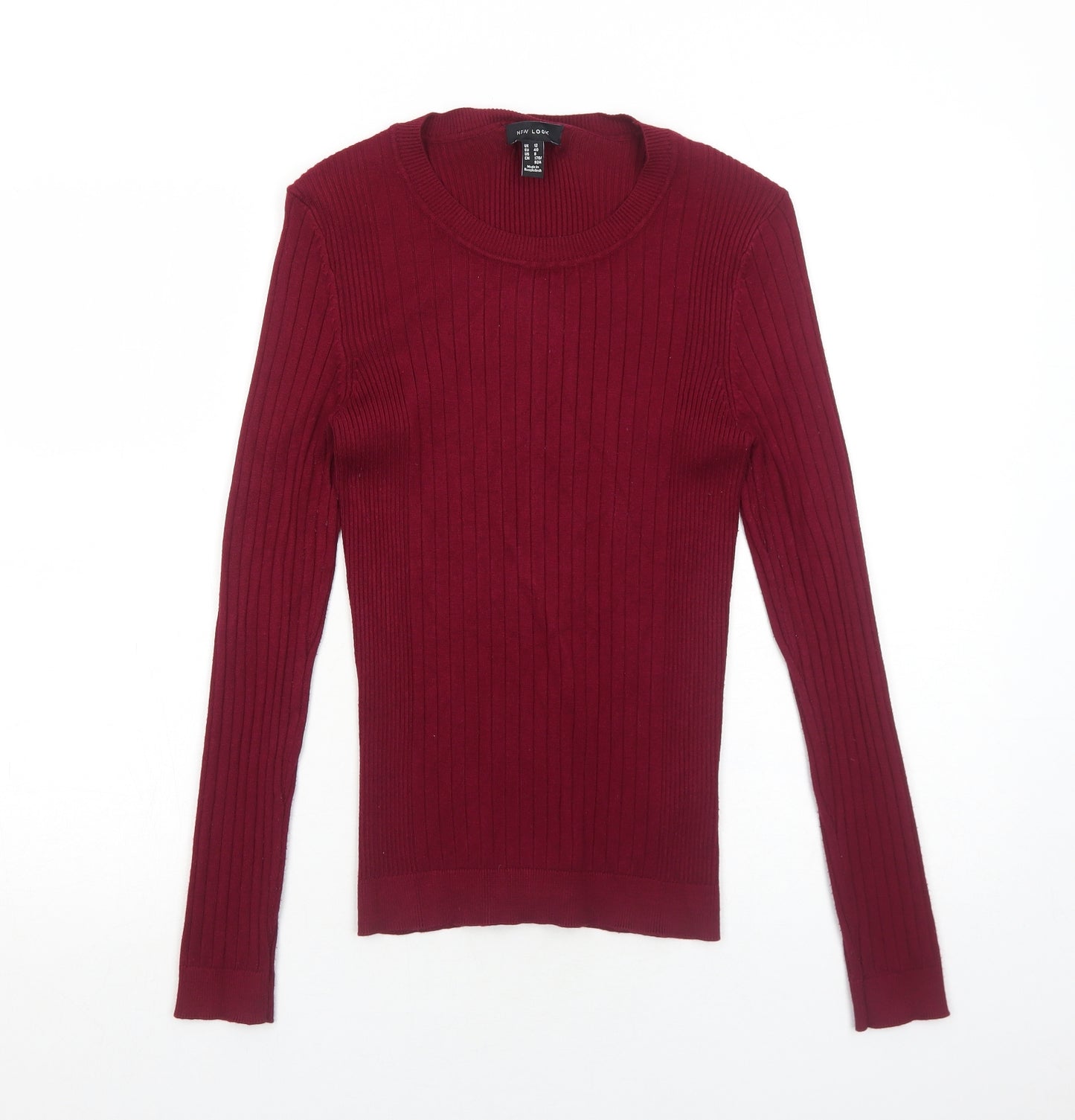 New Look Womens Red Round Neck Viscose Pullover Jumper Size 12