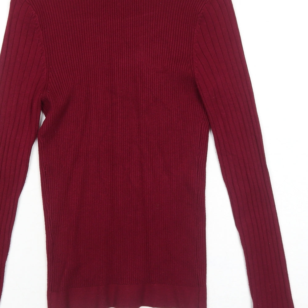 New Look Womens Red Round Neck Viscose Pullover Jumper Size 12