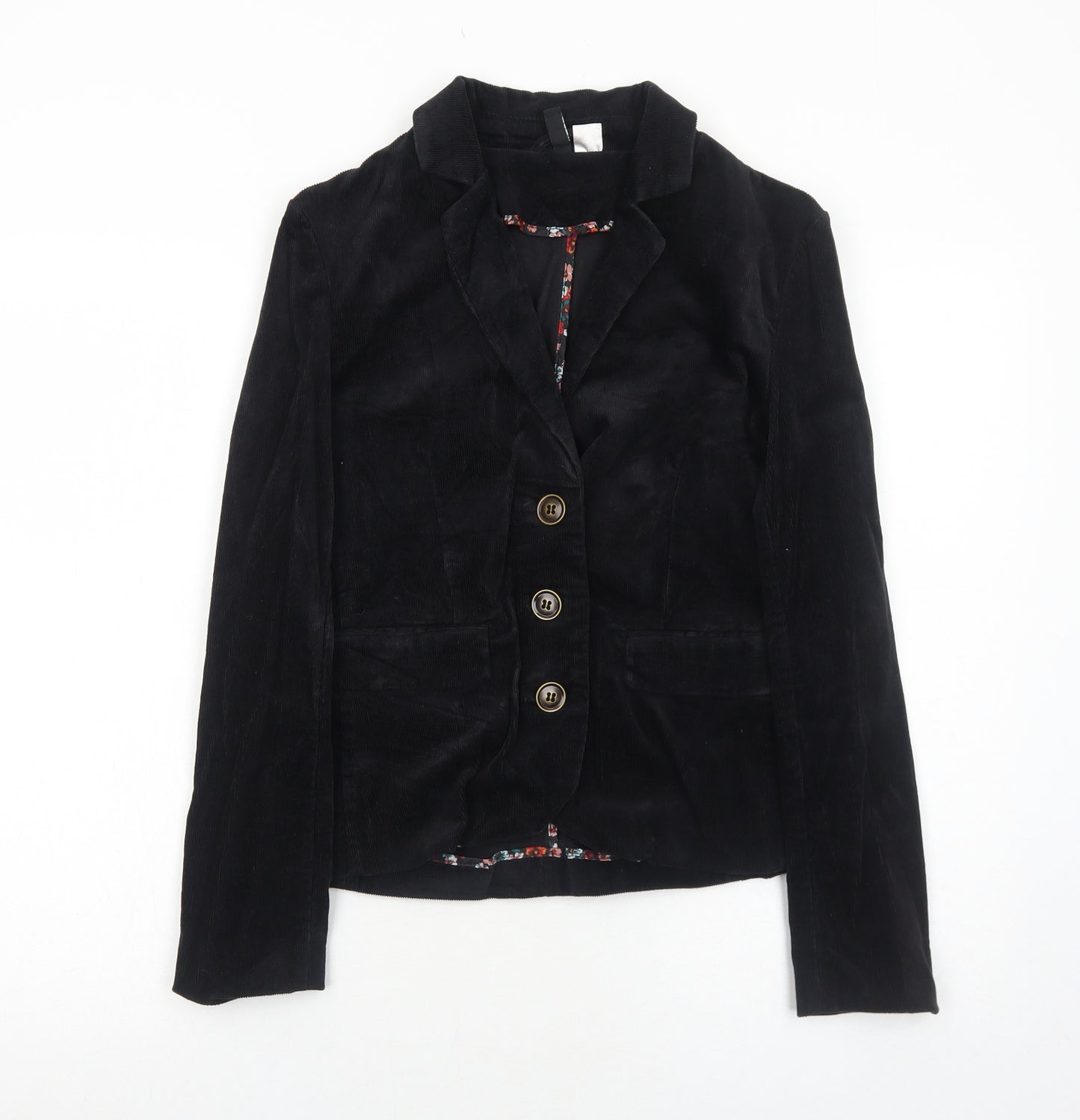 H&M Womens Black Jacket Blazer Size 8 Button