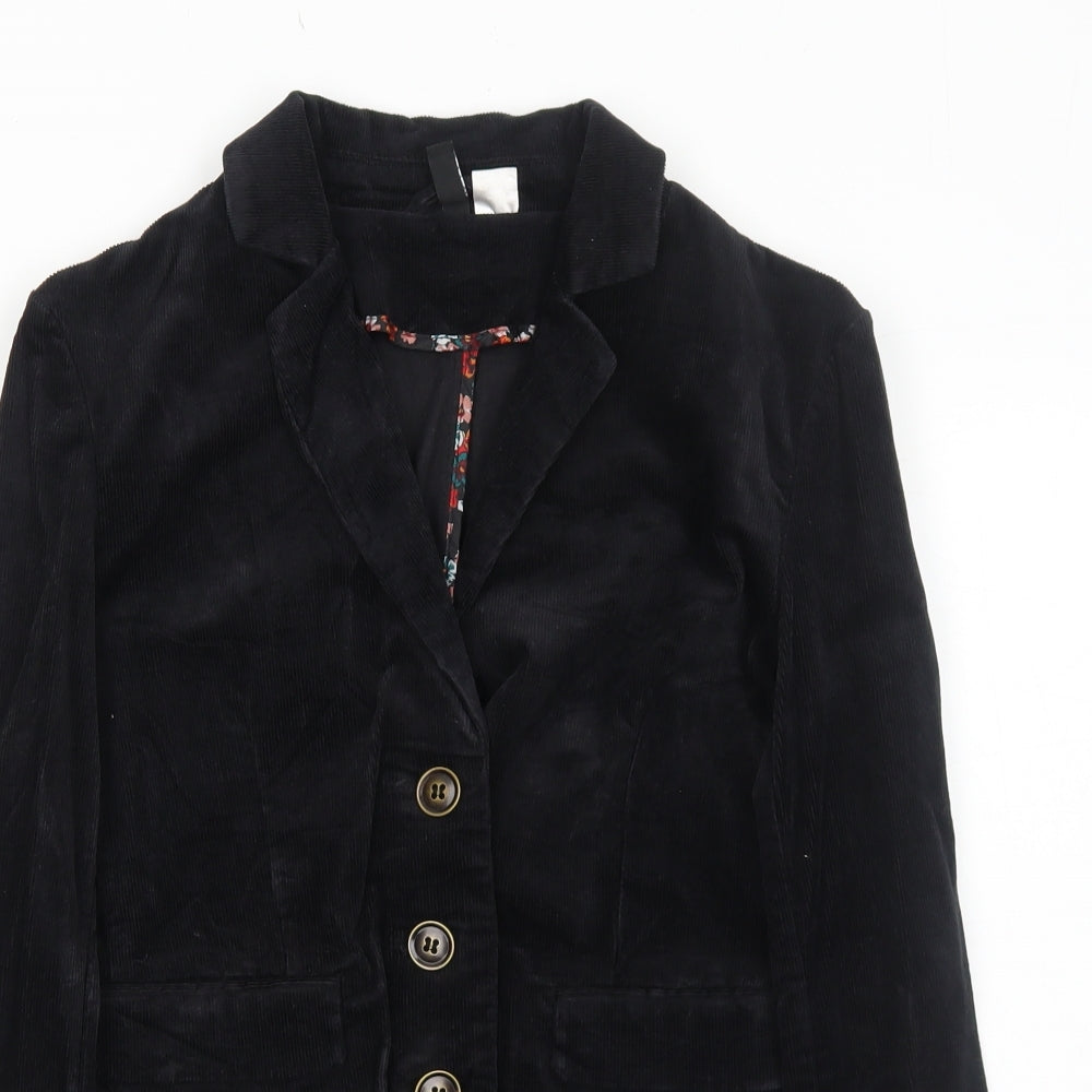 H&M Womens Black Jacket Blazer Size 8 Button