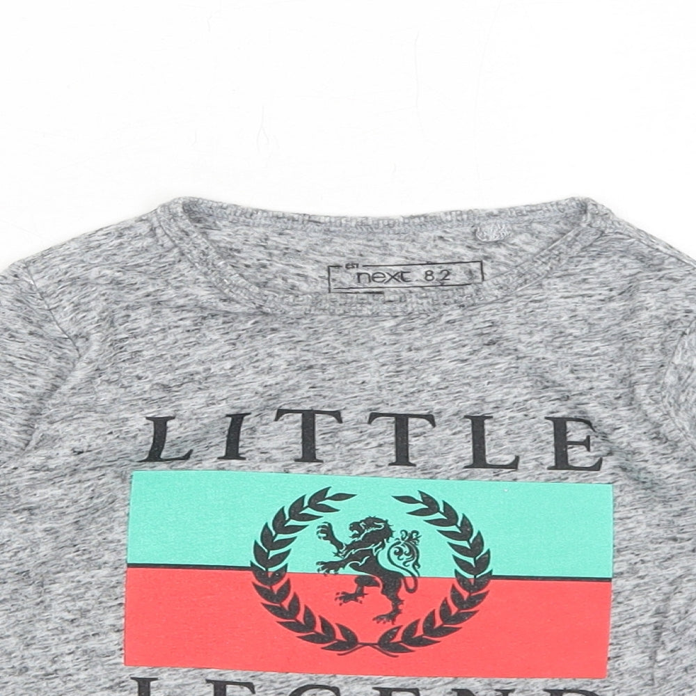 NEXT Boys Grey Geometric Polyester Basic T-Shirt Size 12-18 Months Round Neck Pullover - Little Legend