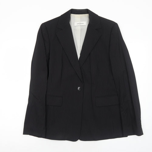 Dinomoda Womens Black Striped Wool Jacket Suit Jacket Size 10