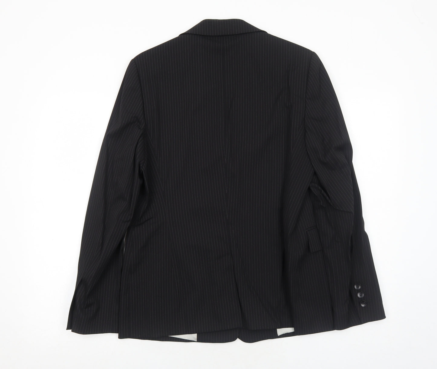 Dinomoda Womens Black Striped Wool Jacket Suit Jacket Size 10