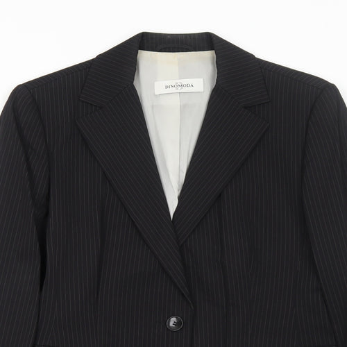 Dinomoda Womens Black Striped Wool Jacket Suit Jacket Size 10