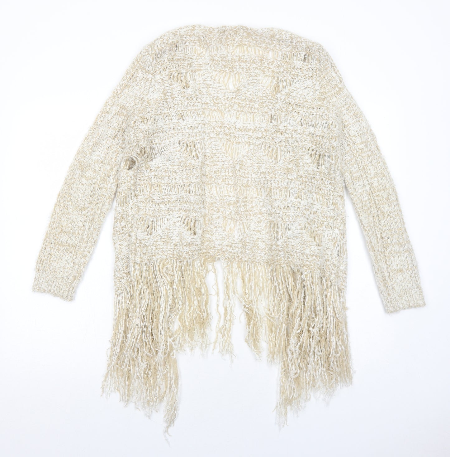 South Womens Beige V-Neck Acrylic Cardigan Jumper Size 14