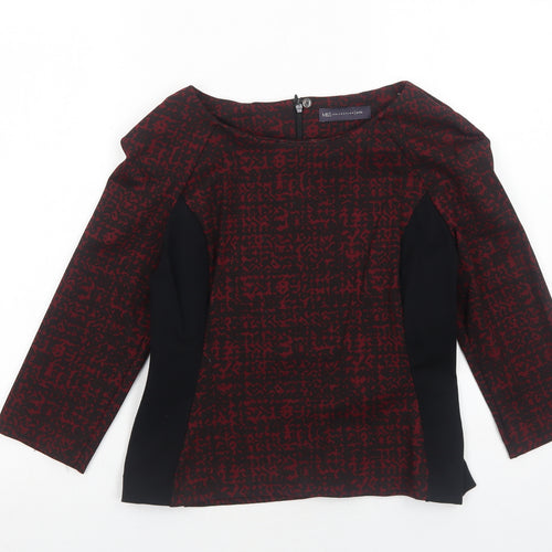Marks and Spencer Womens Red Geometric Polyester Basic Blouse Size 10 Round Neck