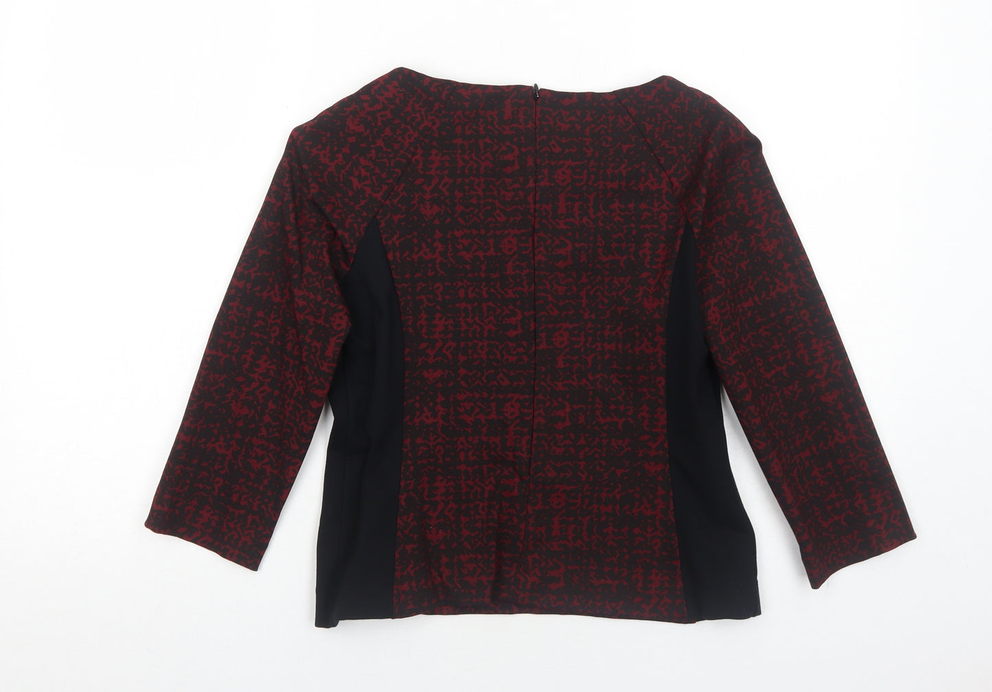 Marks and Spencer Womens Red Geometric Polyester Basic Blouse Size 10 Round Neck