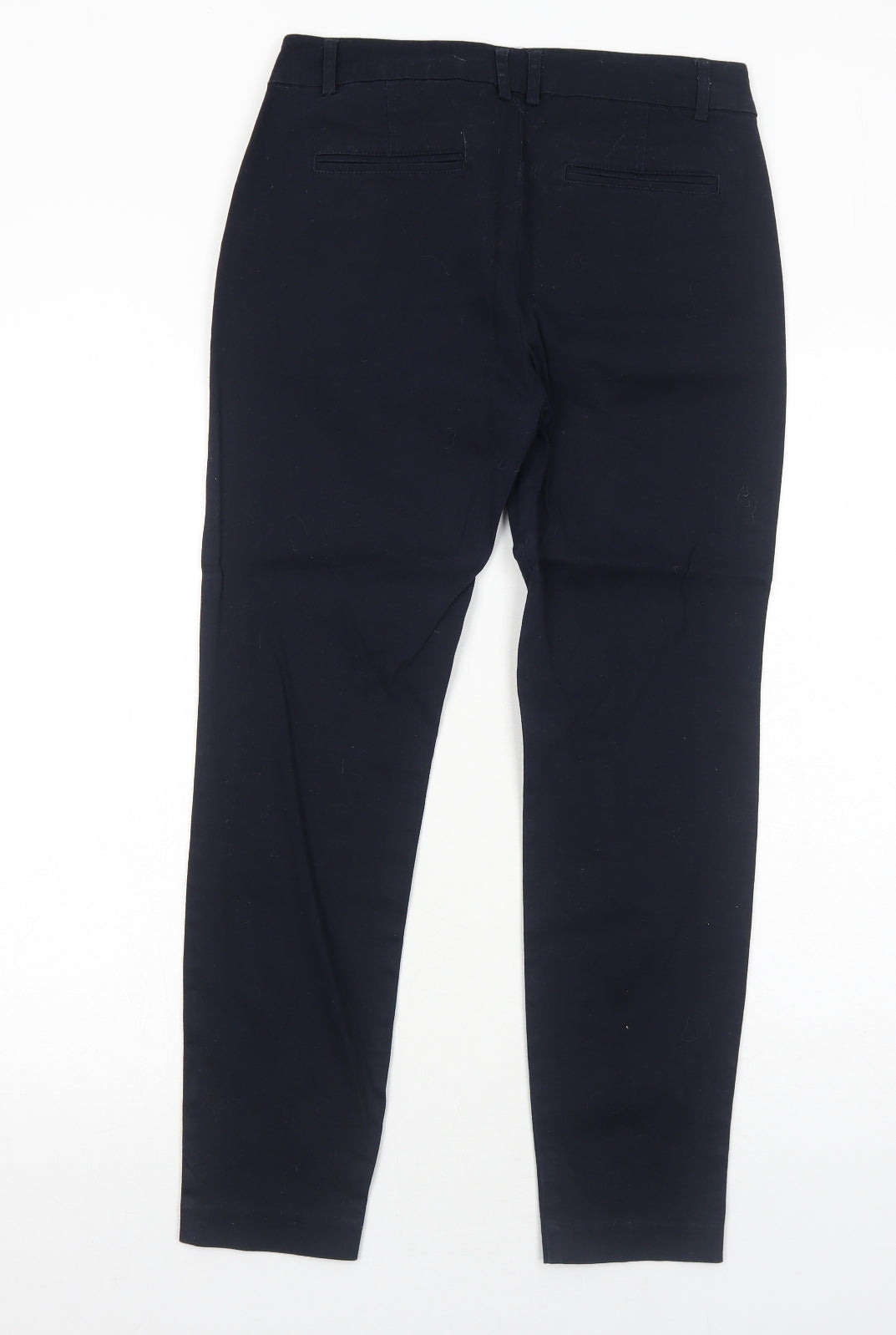 Wallis Womens Blue Cotton Trousers Size 10 Regular Zip