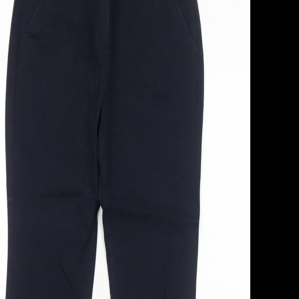 Wallis Womens Blue Cotton Trousers Size 10 Regular Zip