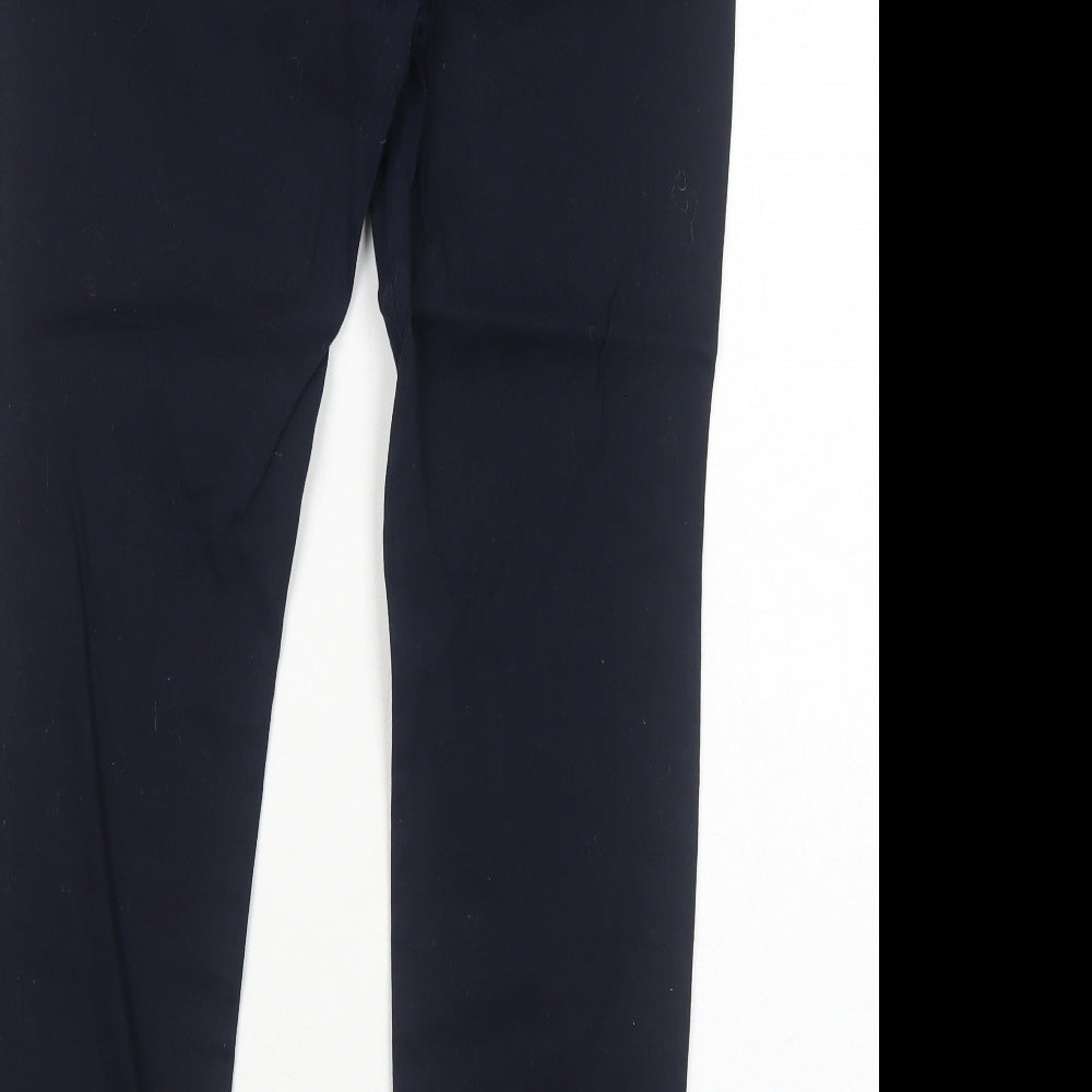 Wallis Womens Blue Cotton Trousers Size 10 Regular Zip