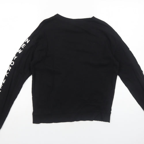 H&M Womens Black Cotton Pullover Sweatshirt Size S Pullover - New York