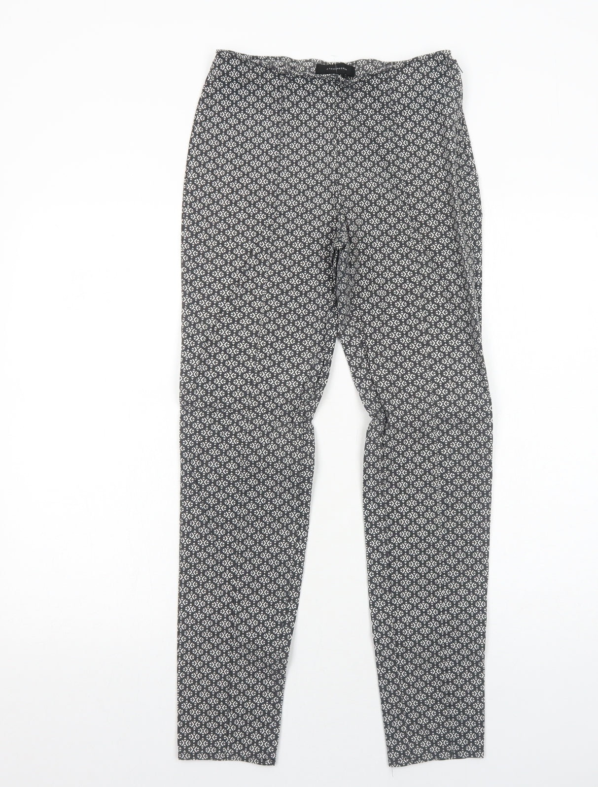 Atmosphere Womens Black Geometric Cotton Trousers Size 8 Regular Zip