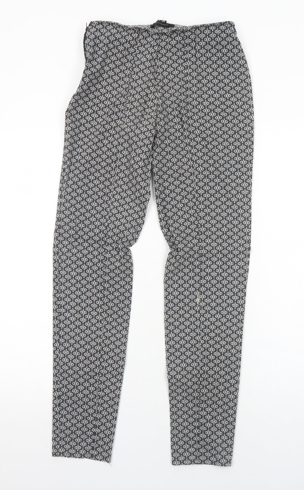 Atmosphere Womens Black Geometric Cotton Trousers Size 8 Regular Zip