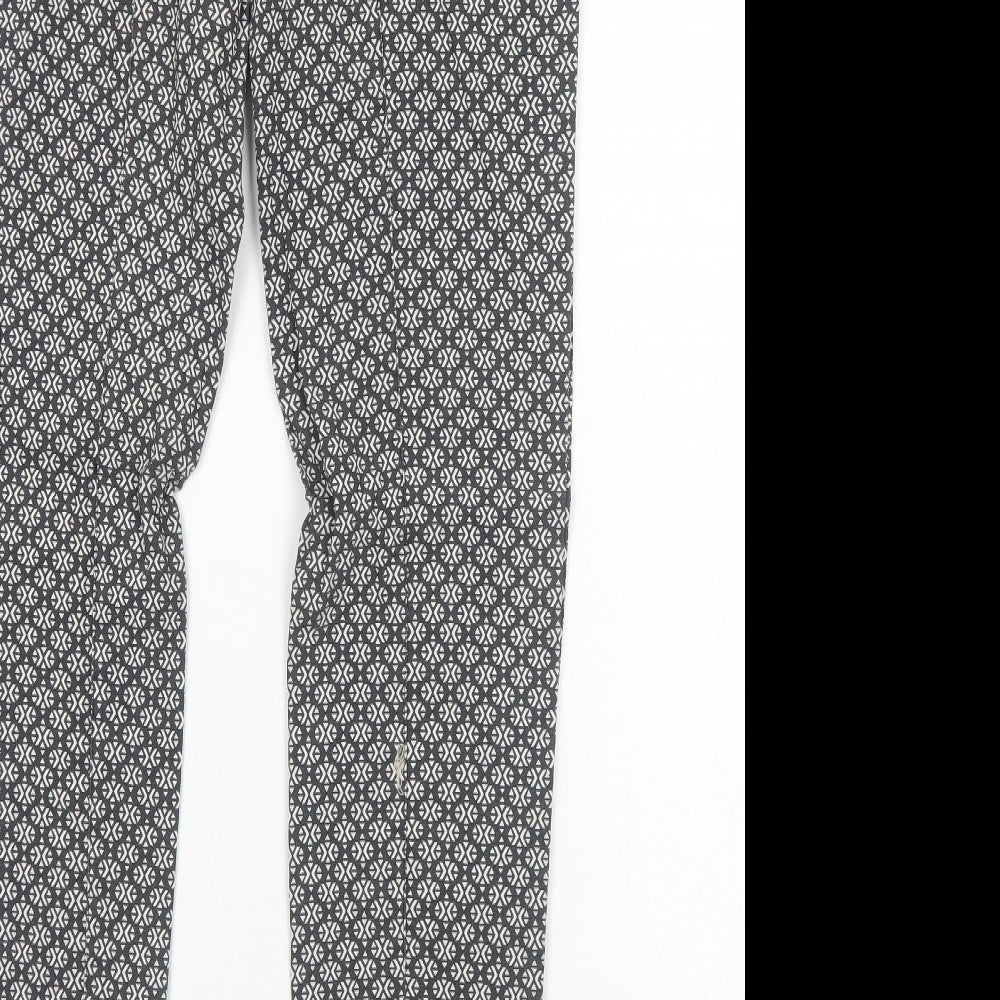 Atmosphere Womens Black Geometric Cotton Trousers Size 8 Regular Zip