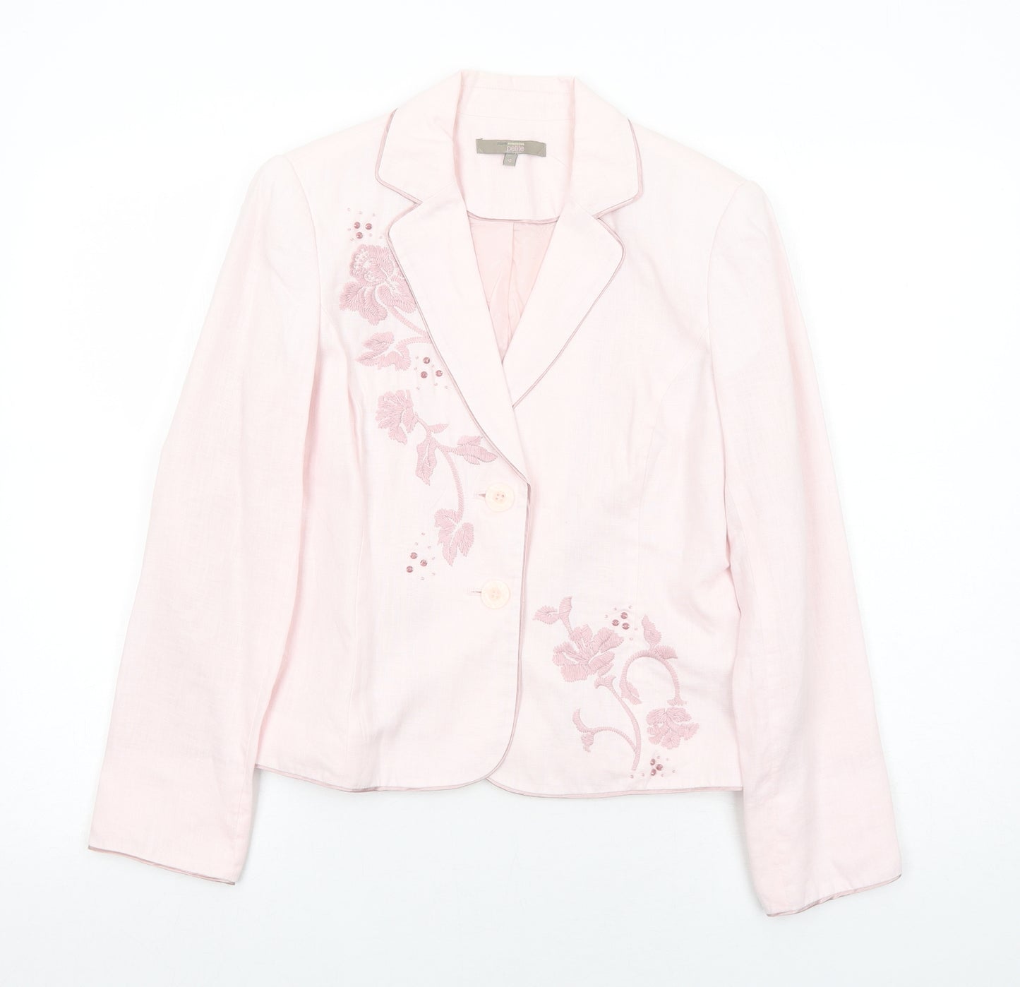 RJR.John Rocha Womens Pink Jacket Blazer Size 10 Button - Floral Detail