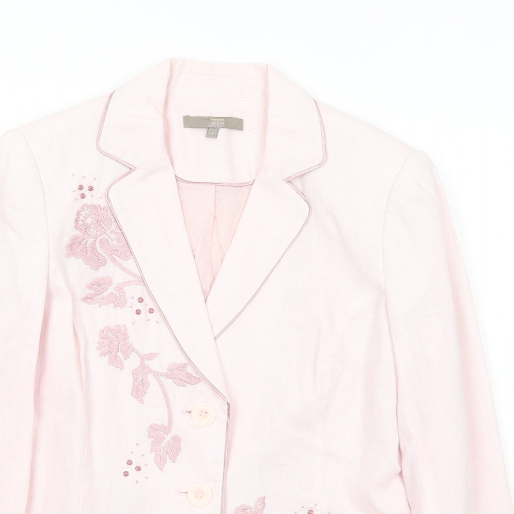 RJR.John Rocha Womens Pink Jacket Blazer Size 10 Button - Floral Detail