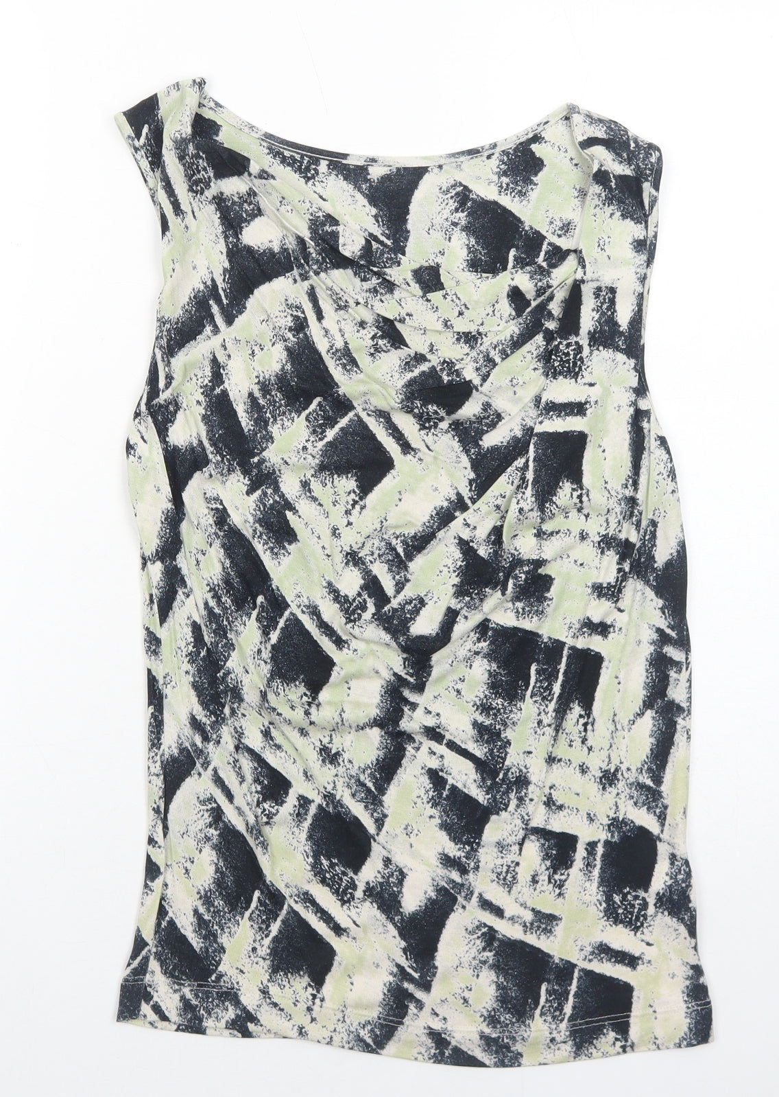 Marks and Spencer Womens Green Geometric Viscose Basic Blouse Size 6 Cowl Neck