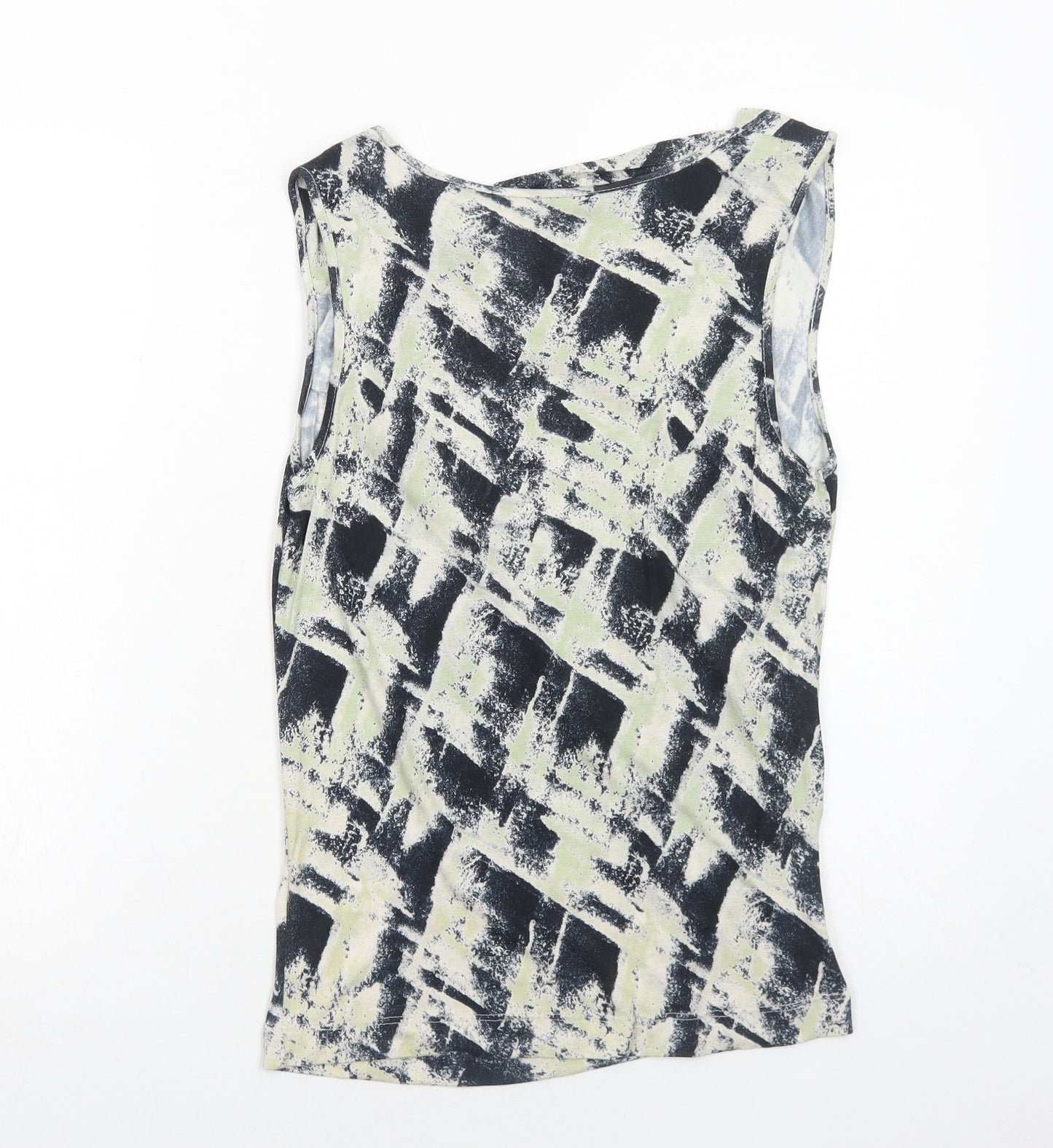 Marks and Spencer Womens Green Geometric Viscose Basic Blouse Size 6 Cowl Neck