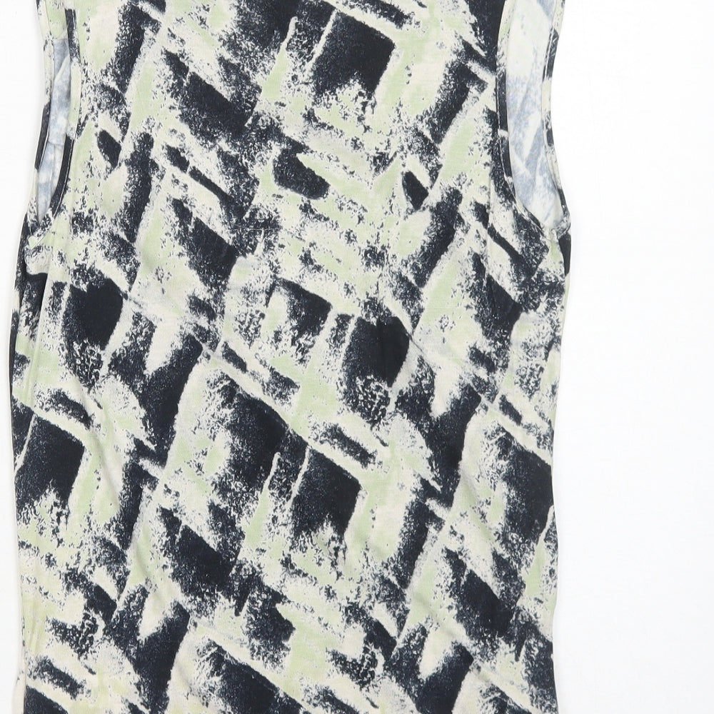 Marks and Spencer Womens Green Geometric Viscose Basic Blouse Size 6 Cowl Neck