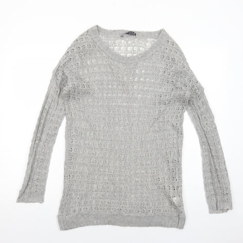 Atmosphere Womens Grey Round Neck Acrylic Pullover Jumper Size 12
