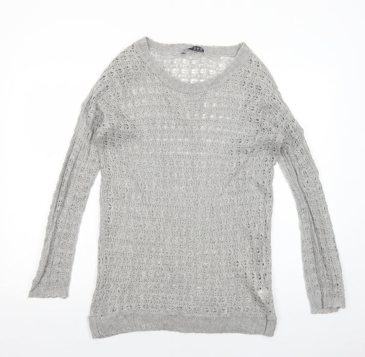 Atmosphere Womens Grey Round Neck Acrylic Pullover Jumper Size 12