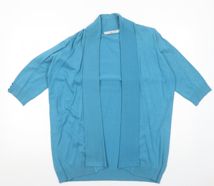 EWM Womens Blue V-Neck Viscose Cardigan Jumper Size M