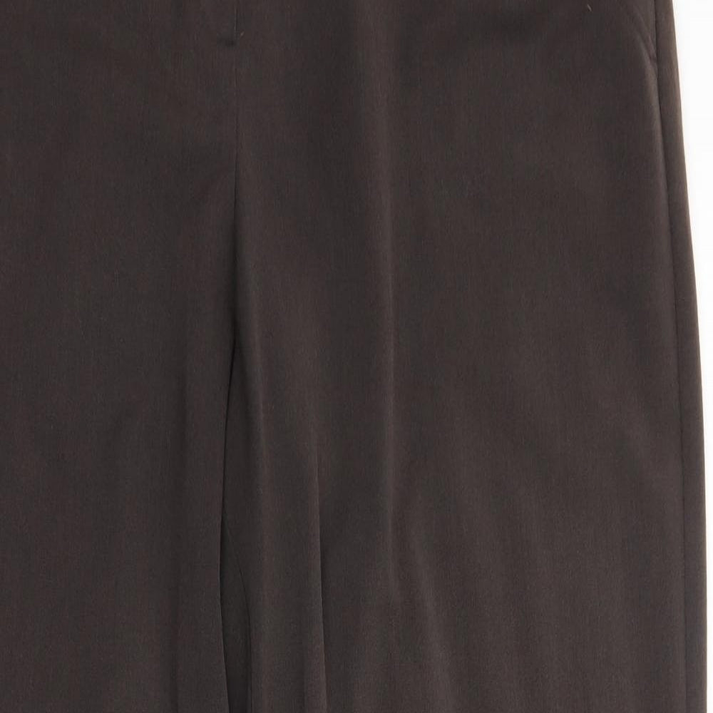 BHS Womens Brown Polyester Trousers Size 20 Regular Zip