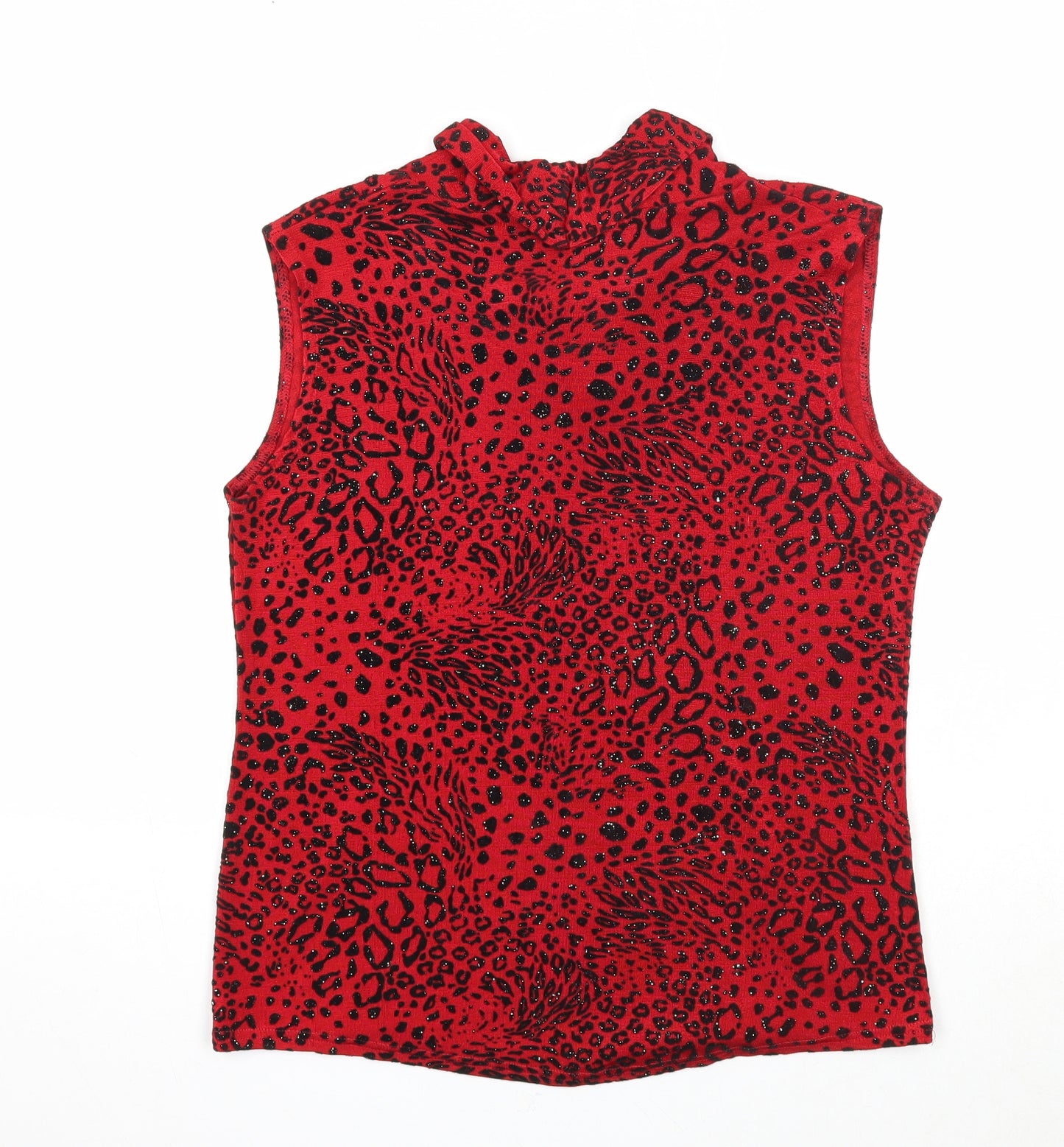 Elegant Body Womens Red Geometric Polyester Basic Tank Size M Cowl Neck
