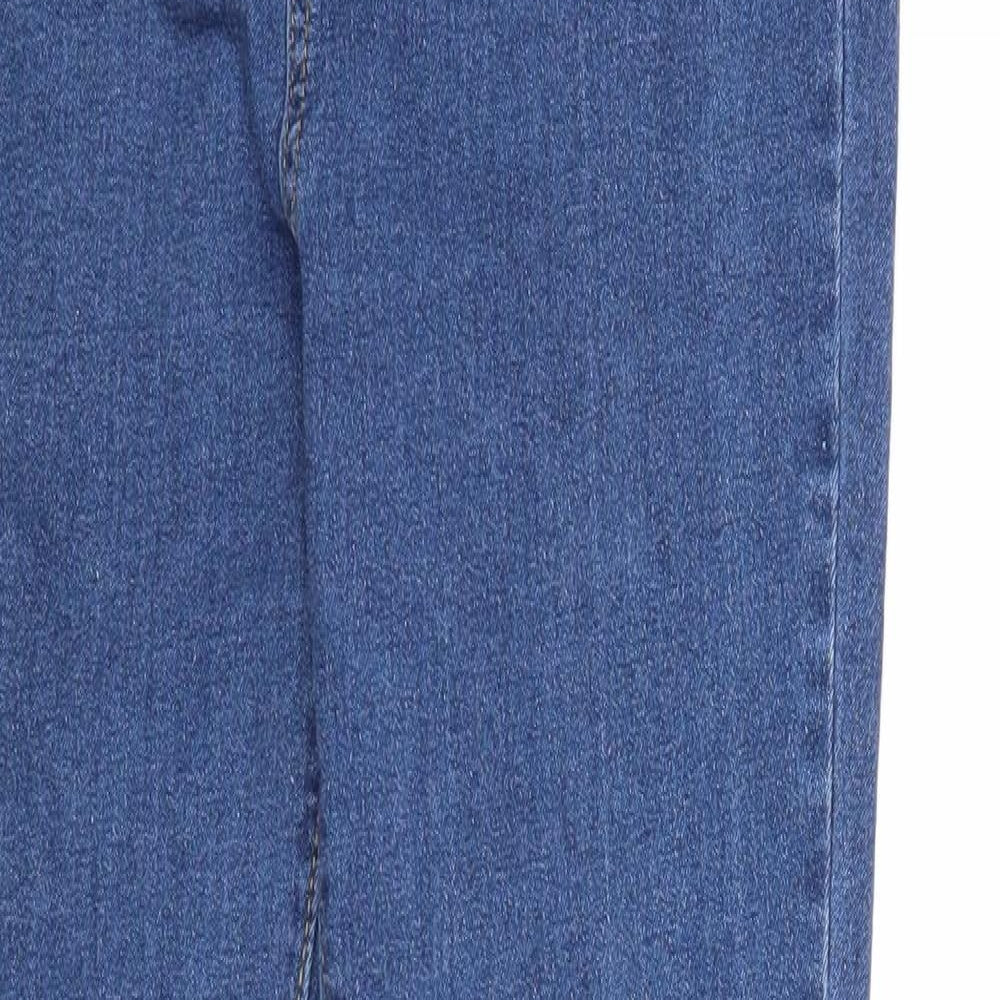 Boohoo Womens Blue Cotton Straight Jeans Size 10 Regular Zip