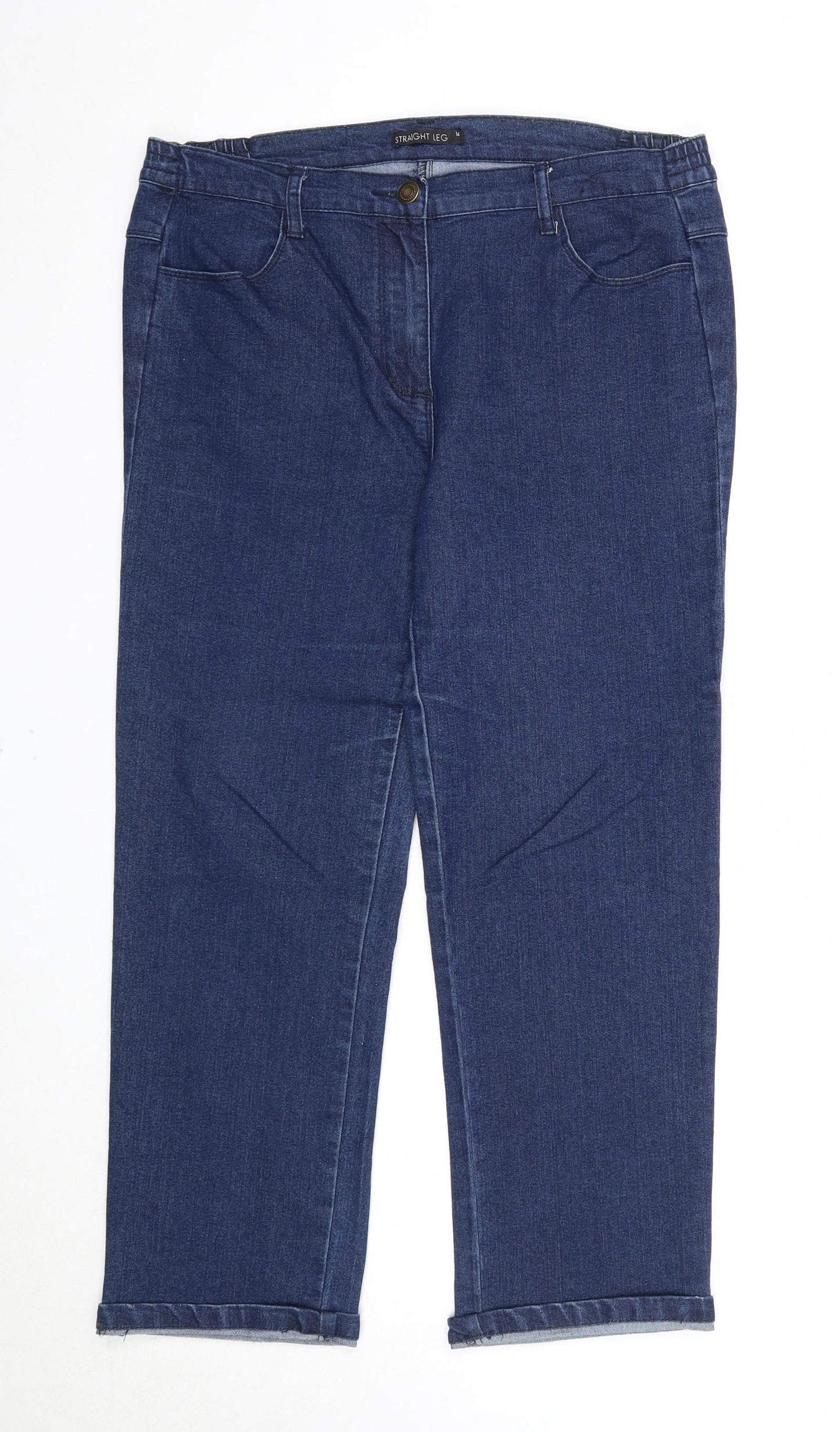 Preworn Womens Blue Cotton Straight Jeans Size 14 Regular Zip