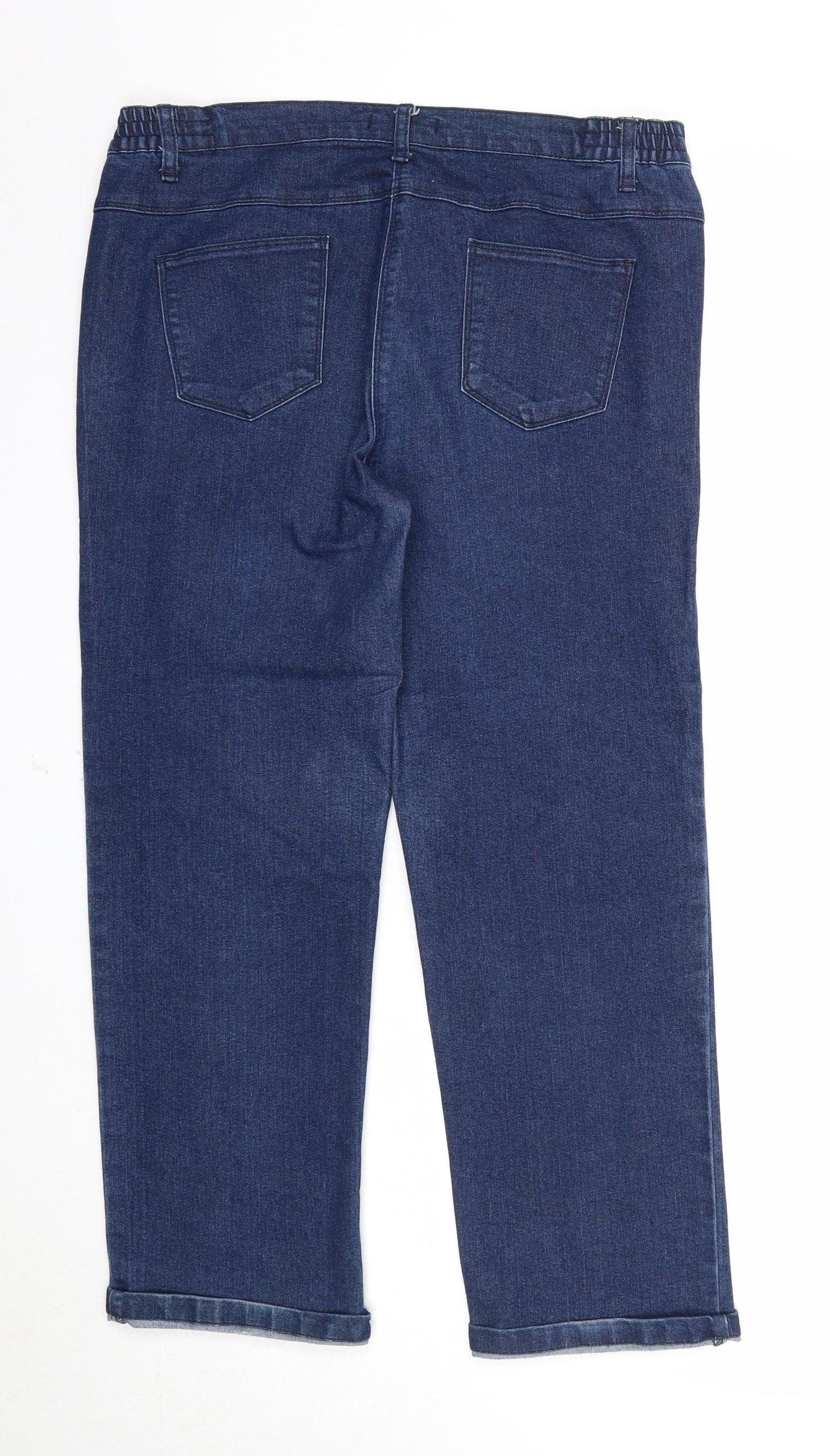 Preworn Womens Blue Cotton Straight Jeans Size 14 Regular Zip