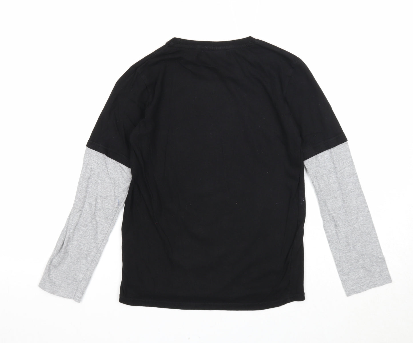 Tesco Boys Black Herringbone Cotton Basic T-Shirt Size 8-9 Years Roll Neck Pullover - Moshi Monsters Monster Madness